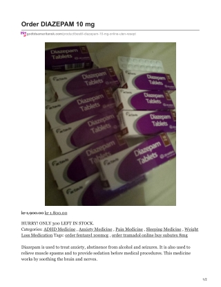 Order DIAZEPAM 10mg