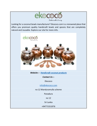 Handicraft Coconut Products | Ekococo.com