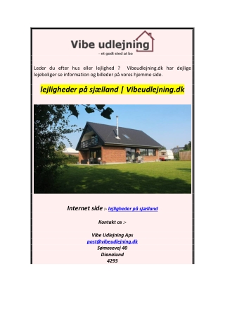 lejligheder på sjælland  Vibeudlejning.dk