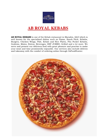 5% Off - AB Royal Kebab’s Menu Pizza Marsden, QLD