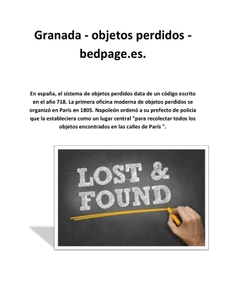 Granada - objetos perdidos - bedpage.es.