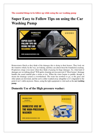 Pdf - The super-easy things to be follow up while using car washing pump