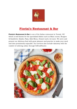 5% Off - Fiorini's Restaurant & Bar Menu Toorak, VIC