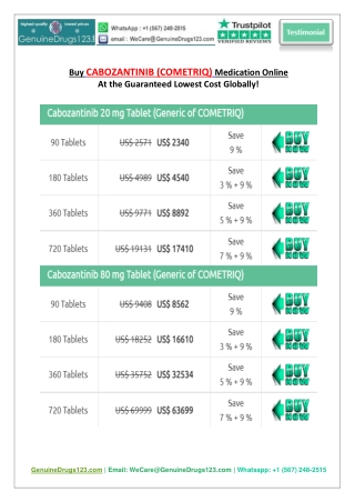 Buy CABOZANTINIB Tablet Online