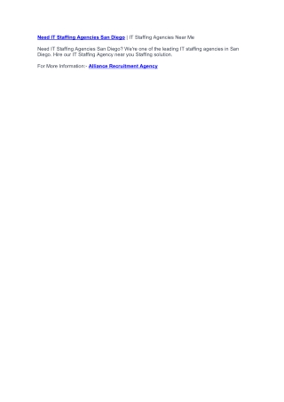 IT Staffing Agency in San Diego | IT Staffing Agencies Near Me