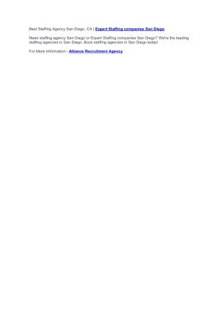Best Staffing Agency San Diego, CA | Staffing Companies San Diego, CA