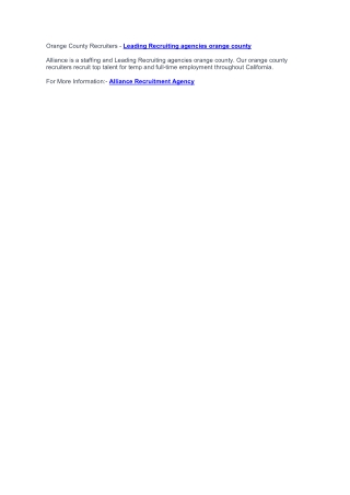 Orange County Recruiters - Recruiting Agencies In Orange County