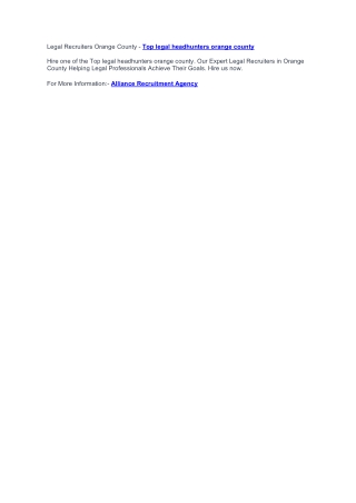 Legal Recruiters Orange County - Legal Headhunters Orange County