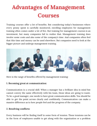Advantages of Management Courses
