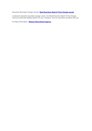 Executive Recruiters Orange County | Executive Search Firms Orange County