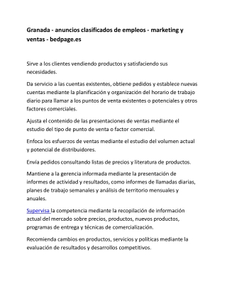 Granada - anuncios clasificados de empleos - marketing y ventas - bedpage.es-converted-converted