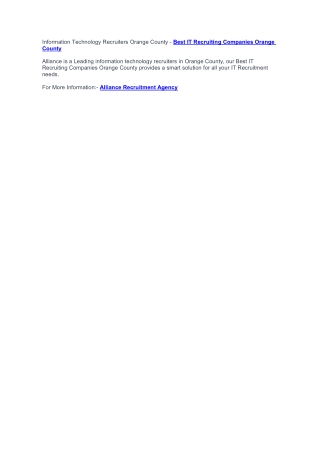 Information Technology Recruiters Orange County - IT Headhunters Orange County