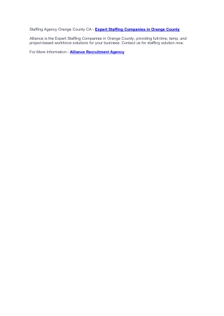 Staffing Agency Orange County CA - Staffing Companies In Orange County