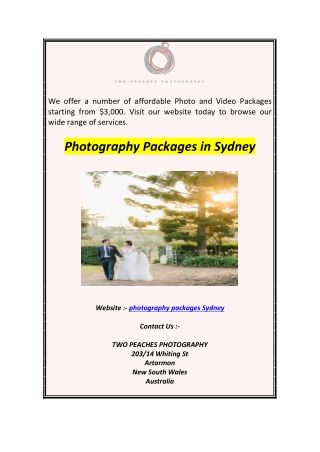 Photography Packages in Sydney