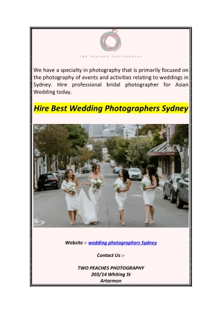 Hire Best Wedding Photographers Sydney