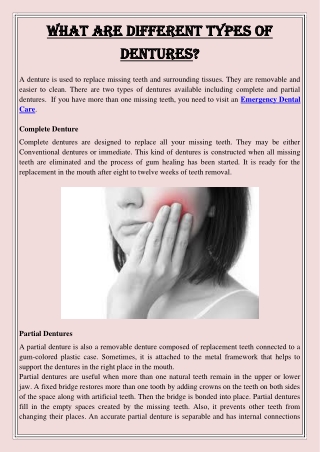 What are Different Types of Dentures