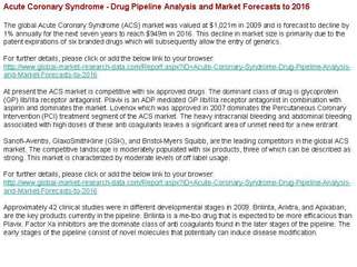 Acute Coronary Syndrome Drug Pipeline Analysis and Market