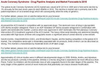 Acute Coronary Syndrome Drug Pipeline Analysis and Market