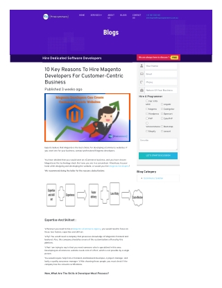 10 Key Reasons To Hire Magento Developers For Customer-Centric Business