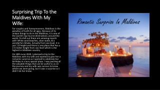 Surprising Trip To the Maldives With My Wife