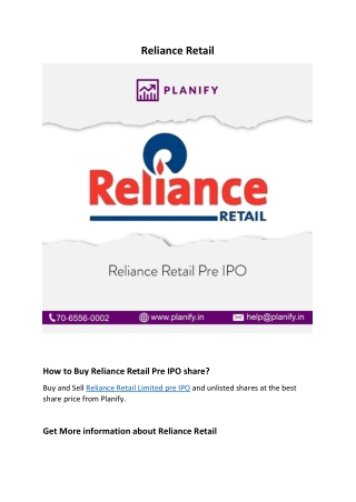 Reliance Retail Unlisted shares