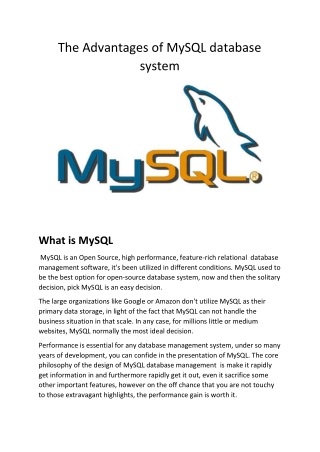 The Advantages of MySQL database system