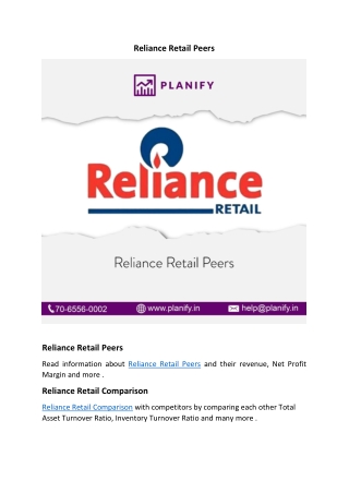 Reliance Retail Comparison