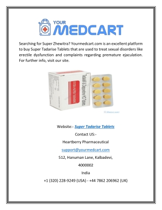 Super Tadarise Tablets | Yourmedcart.com