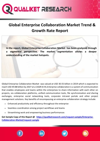 Global Enterprise Collaboration Market: Research Analysis 2021  Key Factors