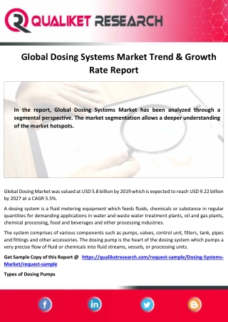 Global Dosing Systems Market  Overview , Segmentation ,Application, Growth Rate
