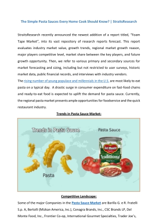 Pasta Sauce Market Growth