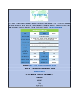 Indonesia Import Data | Tradeimex.in