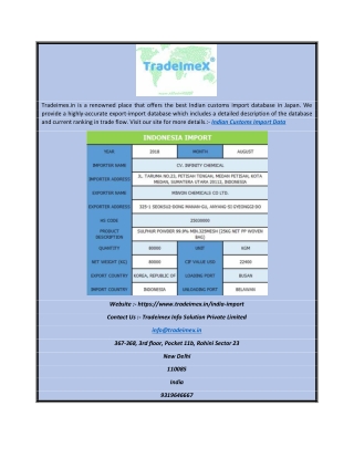 Indian Customs Import Data | Tradeimex.in