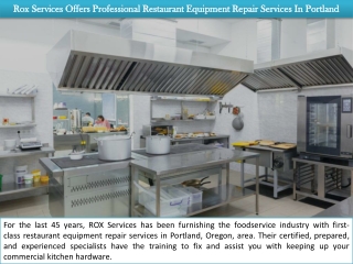 Rox Services Offers Professional Restaurant Equipment Repair Services In Portlan