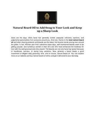Natural Beard Oil to Add Swag to Your Look and Keep up a Sharp Look