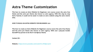 Astra Theme Customization