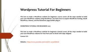 Wordpress Tutorial For Beginners