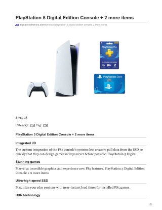 PlayStation 5 Digital Edition Console   2 More Items