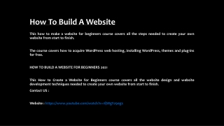 How To Build A Website