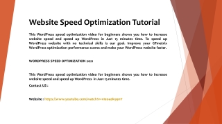 Website Speed Optimization Tutorial