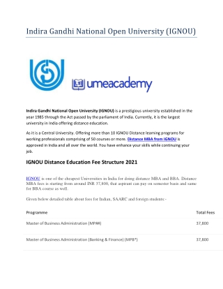 IGNOU Distance Education Learning 2021