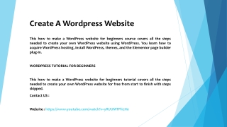 Create A Wordpress Website