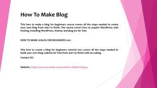 How To Make Blog