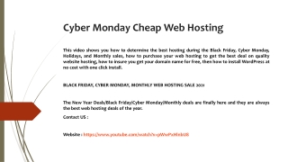 Cyber Monday Cheap Web Hosting