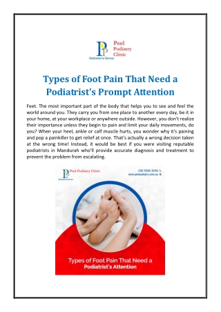 Types of Foot Pain That Need a Podiatrist's Prompt Attention