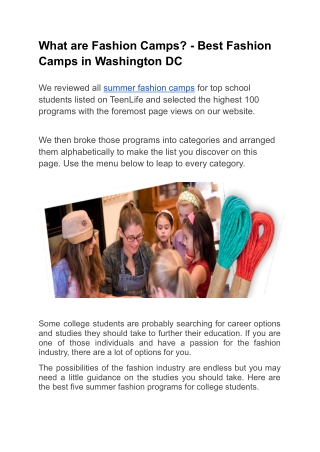 What are Fashion Camps
