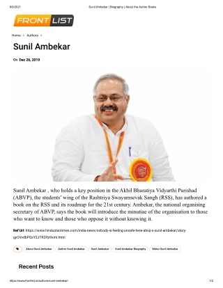 Sunil Ambekar | Biography | About the Author Books