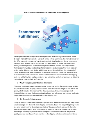 How E-Commerce businesses can save money on shipping costs