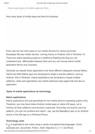 How many types of mobile apps are there for business