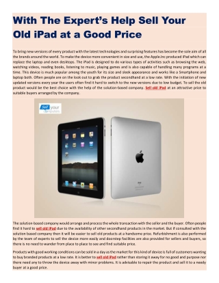 With The Expert’s Help Sell Your Old iPad at a Good Price